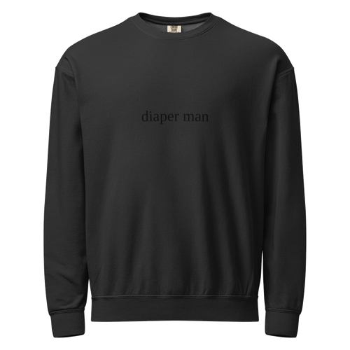 2AM Club Diaper Man Bold Comfort Colors 1466 crewneck — Black with Black embroidery