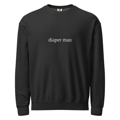 2AM Club Diaper Man Bold Comfort Colors 1466 crewneck — Black with White embroidery