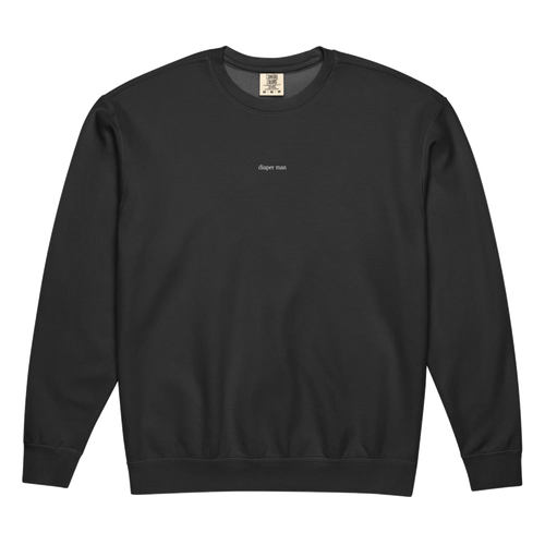 2AM Club Diaper Man Minimalist Comfort Colors 1466 crewneck — Black with White embroidery