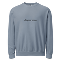 Diaper Man Bold Comfort Colors 1466 Crewneck Sweatshirt — Blue Jean with Black embroidery