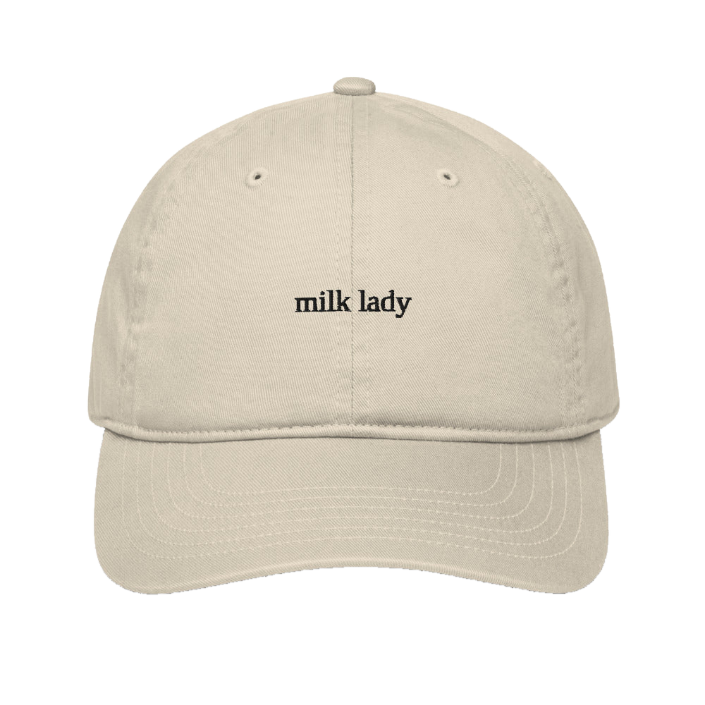 Milk Lady Minimalist Econscious EC7000 Organic Baseball Cap — Oyster with Black embroidery