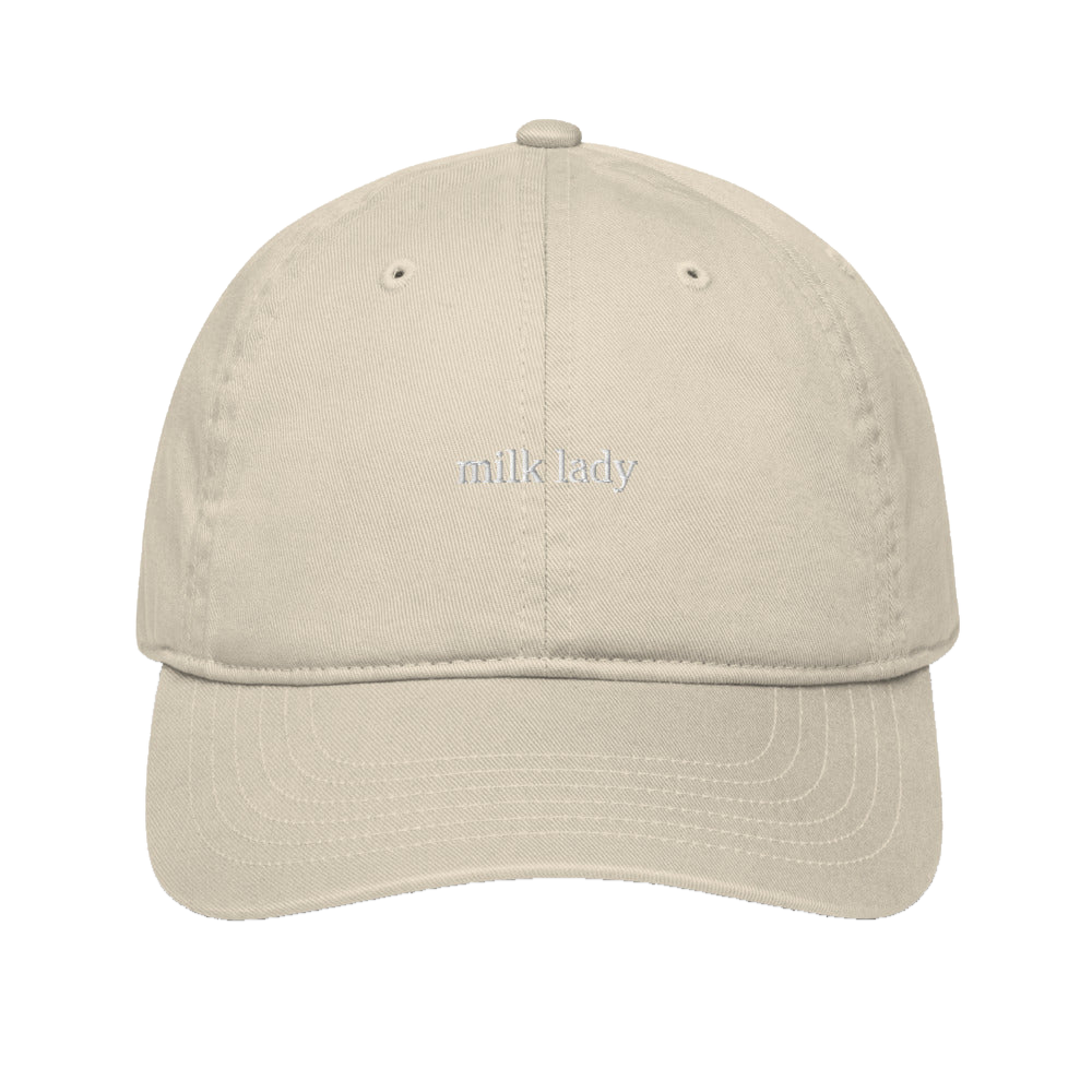 Milk Lady Minimalist Econscious EC7000 Organic Baseball Cap — Oyster with White embroidery